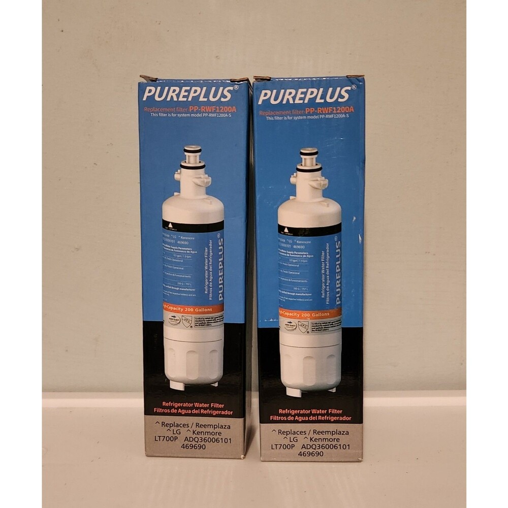 2 Pack PurePlus PP-RWF1200A / PP-RWF1200AS Refrigerator Water Filter Replacement